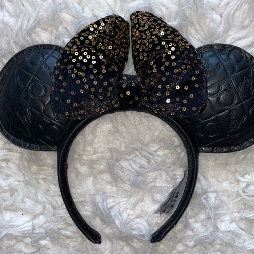 Walt Disney World 50th Anniversary Celebration Minnie Mouse ears- Black and Gold - Picture 4 of 5